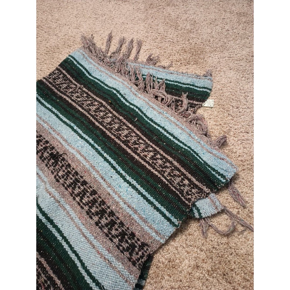 Vintage Mexican Sarape Blanket Throw Franks Textiles Southwest Striped 48”x70”